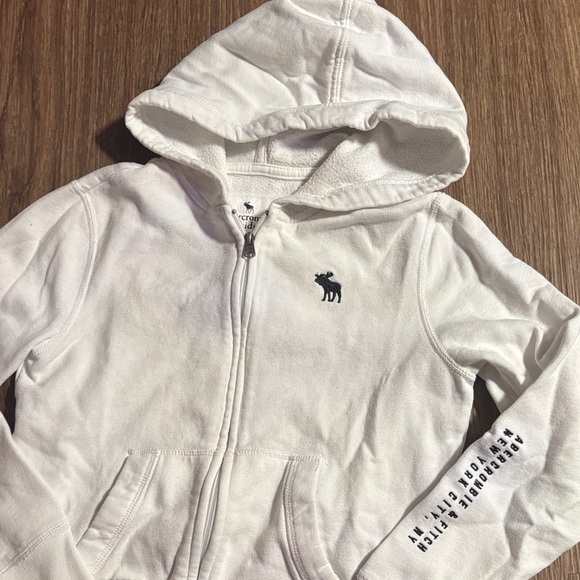 Ambercrombie & Fitch Kids White Hoodie Full Zip 11 12 Y2K - Picture 2 of 6